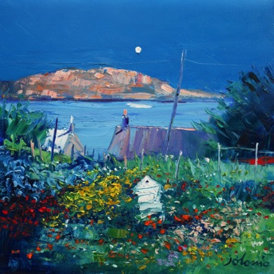 Iona back gardens with beehive and flowers 16x16
